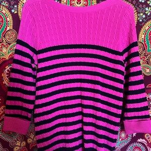 Kim Rogers Pink and Black Off-the-Shoulder Sweater
